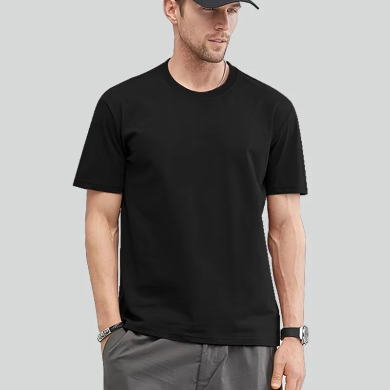 2025 Summer Cotton T-Shirt High Quality Casual Oversize Tee Men Women Short Sleeves Tee Shirt Boys Basic Solid Color Sports Tops