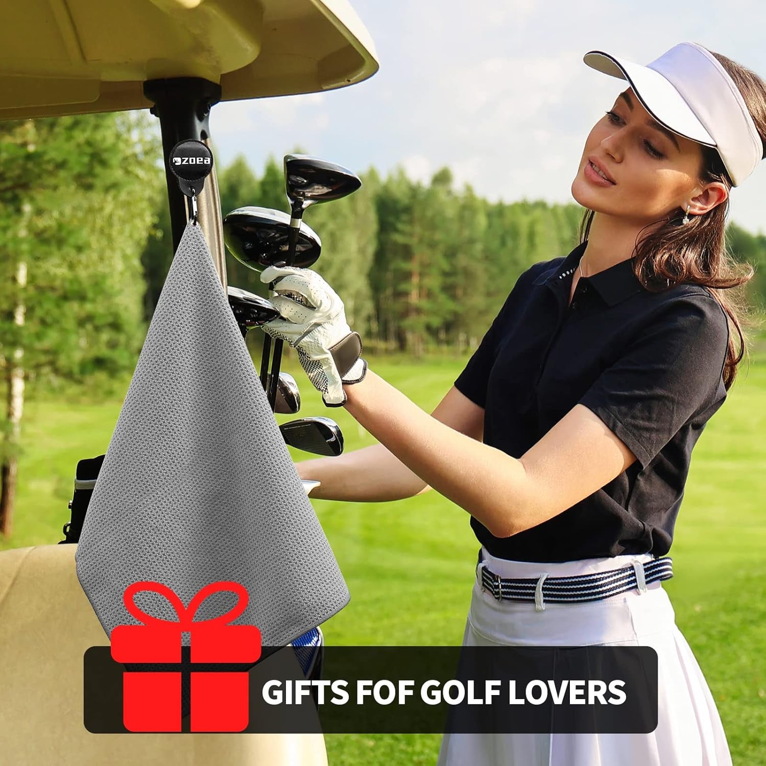 Magnetic Towel, Magnetic Clip for Golf Towel, Microfiber Fabric Waffle Pattern Towels Industrial Strength Magnet for Strong Hold to Golf Carts or Clubs (1, Grey 27 * 20)