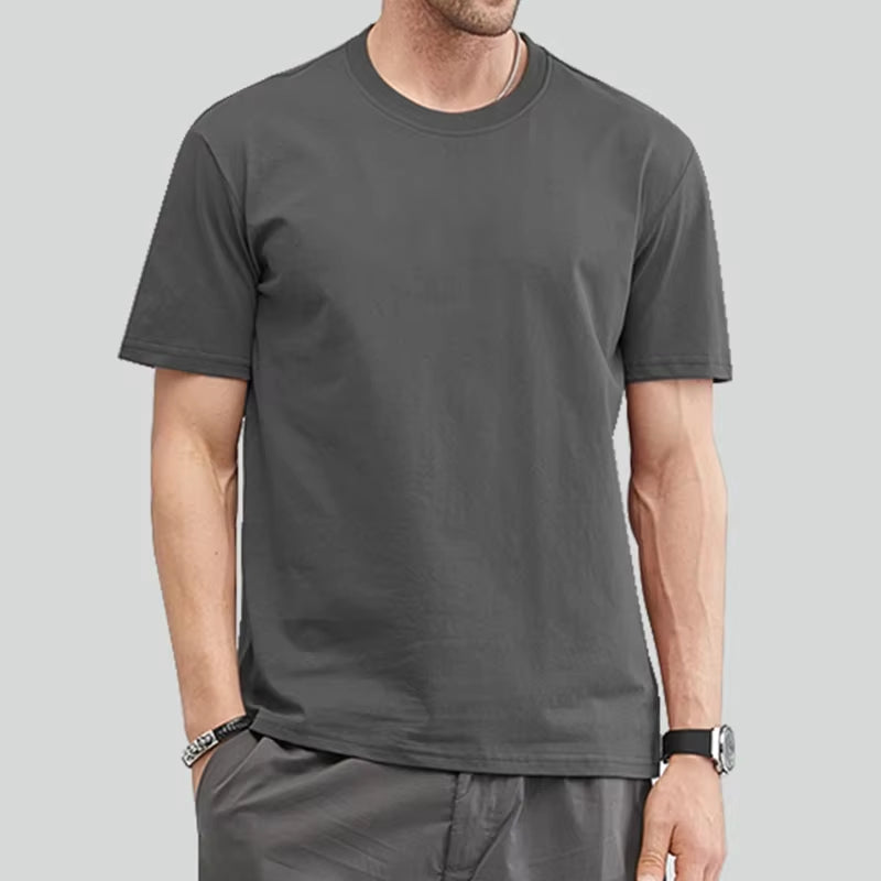 2025 Summer Cotton T-Shirt High Quality Casual Oversize Tee Men Women Short Sleeves Tee Shirt Boys Basic Solid Color Sports Tops