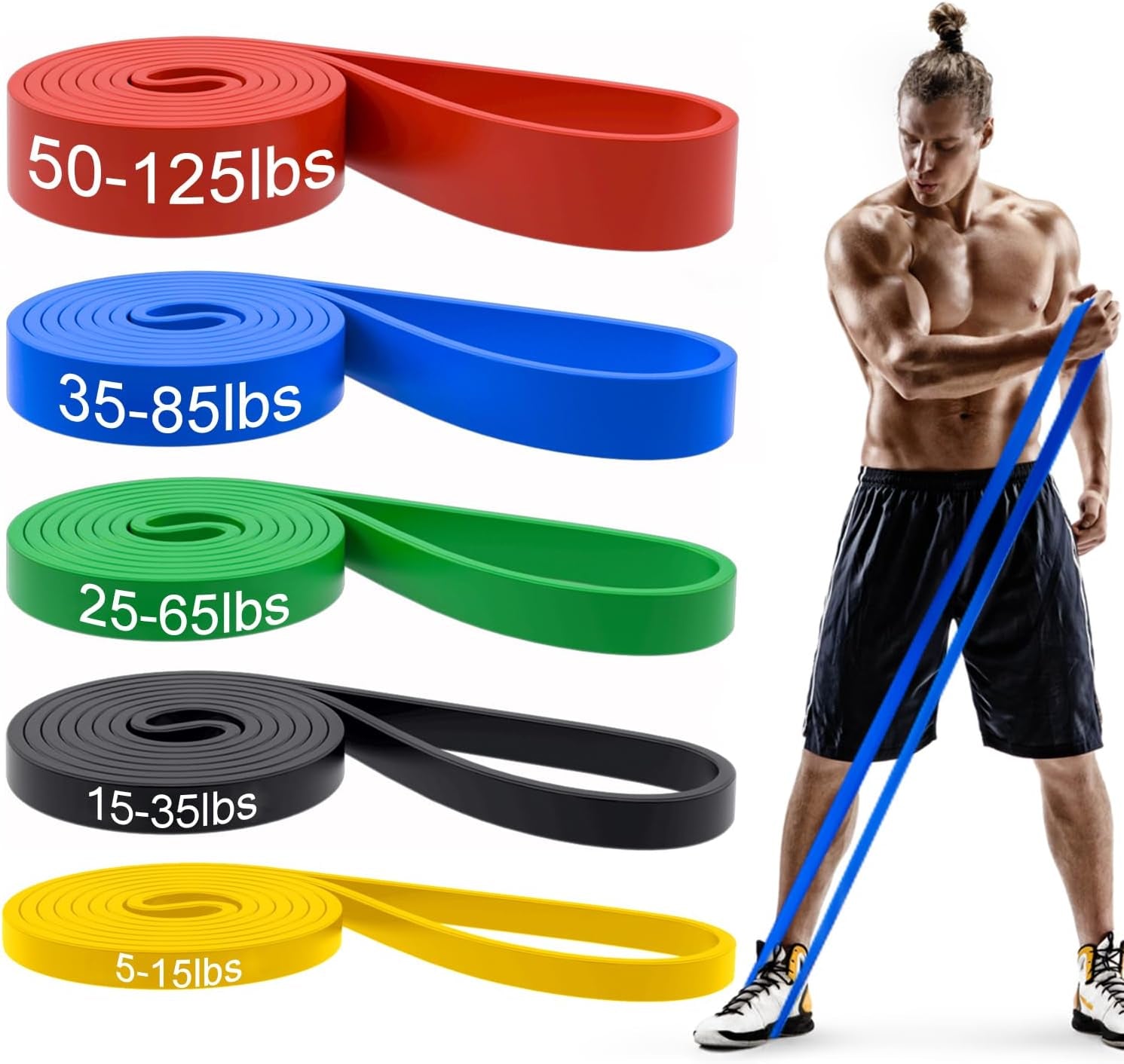 Resistance Bands Set for Pull-Up Assistance, Muscle Training, Body Stretching, and Physical Therapy for Men and Women