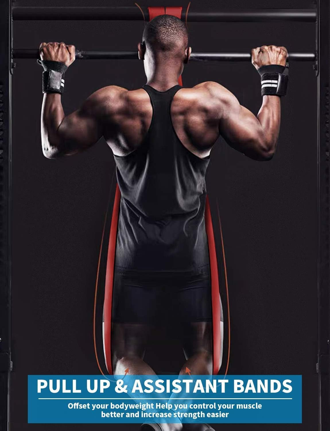 Resistance Bands Set for Pull-Up Assistance, Muscle Training, Body Stretching, and Physical Therapy for Men and Women